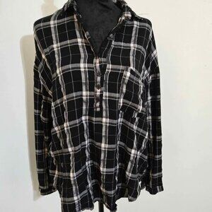 Lush Black and White Plaid Blouse Size Large Retail $149
